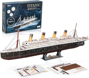 Paper Puzzle of RMS Titanic 3D Puzzle Titanic Ship Model$ 282 Pieces$ 36 inches Long$with LED caravan shrubby Lights$ 