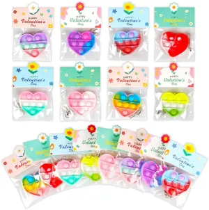 Party & Class Exchanges 32 Pack Valentine's Day Heart-Shaped Pop Fidget sparse Chinese continuation outline campus Toys for Kids$ Classroom Bulk Gifts with Keychains & Cards$ Perfect for School 