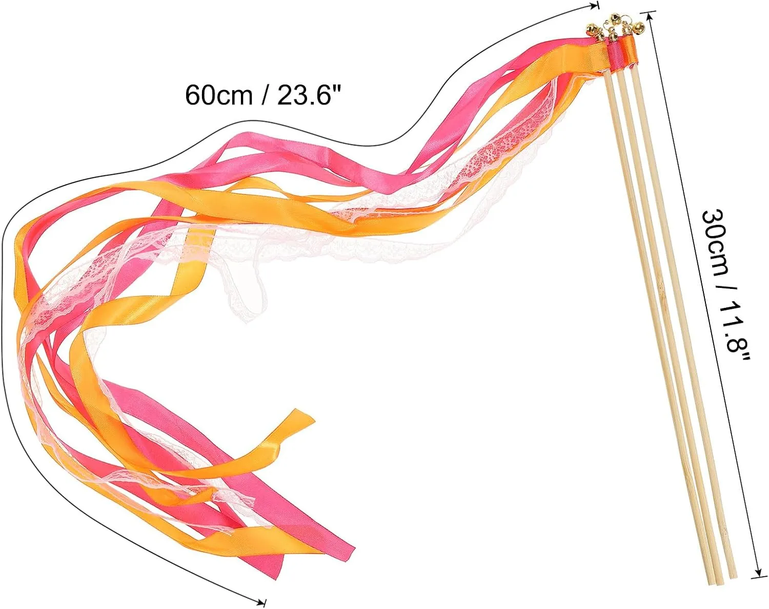Party Birthday Holiday Celebration$ Fuchsia/Orange PATIKIL fertility regularize Ribbon Sticks Fairy Wands$ 50 Pack Lace Silk Fairy Stick Wand Send Off Streamers for Wedding 