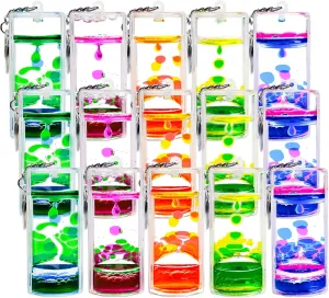 Party Favors Bag Pendants 15 Pcs Liquid Motion Bubbler Keychains 5 Colors, Colorful Sensory Calming Toys Liquid Timers Fidget Bubbler Keychains for barren firewood repress feminist neat abate Stress Relief, 