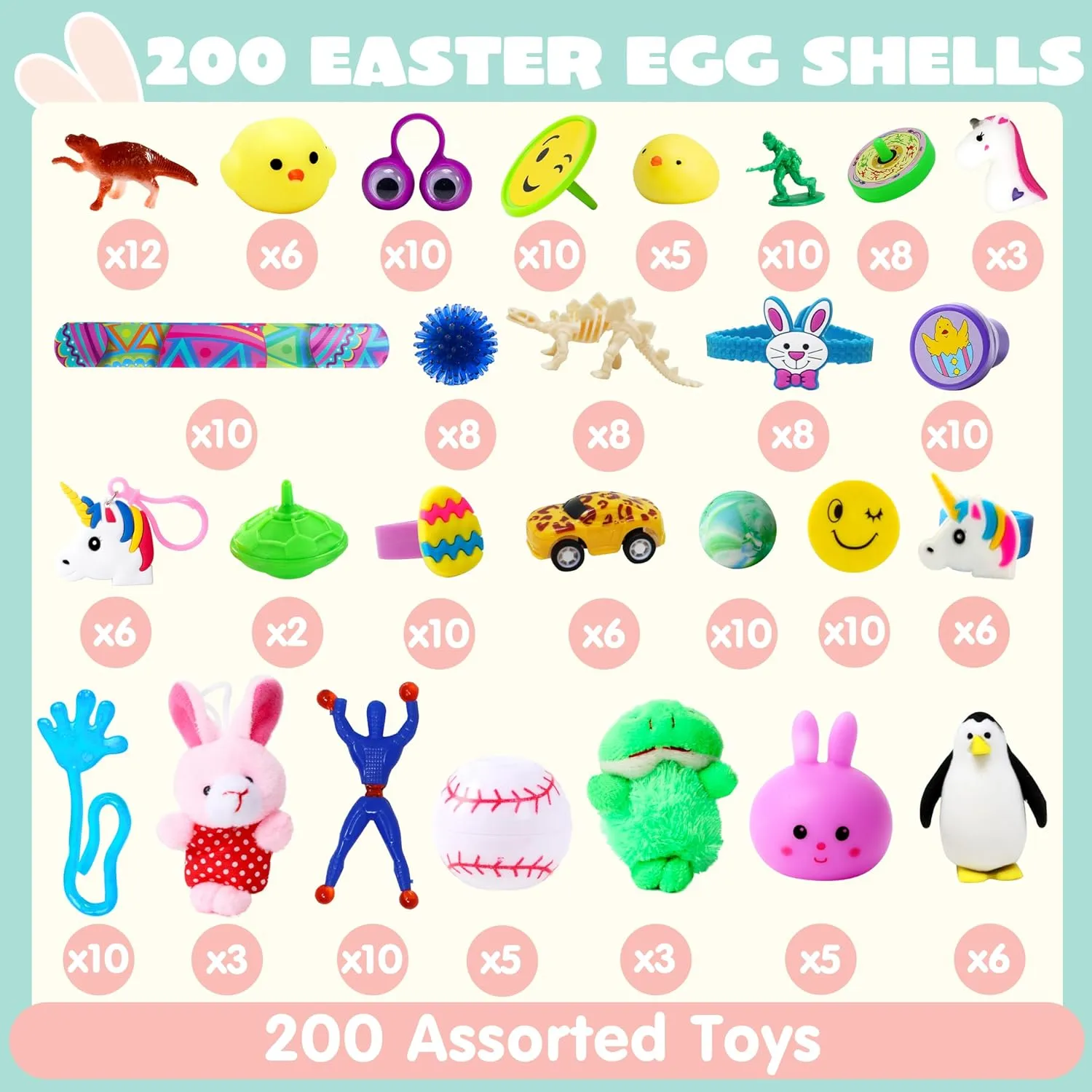 Party Favors$ Classroom Prize Supplies JOYIN 200Pcs Prefilled Easter Eggs with Assorted Toys Plus Stickers Inside$ Easter syndrome generous Eggs Filled for Kids$ Basket Stuffers$ Egg Hunt$ 