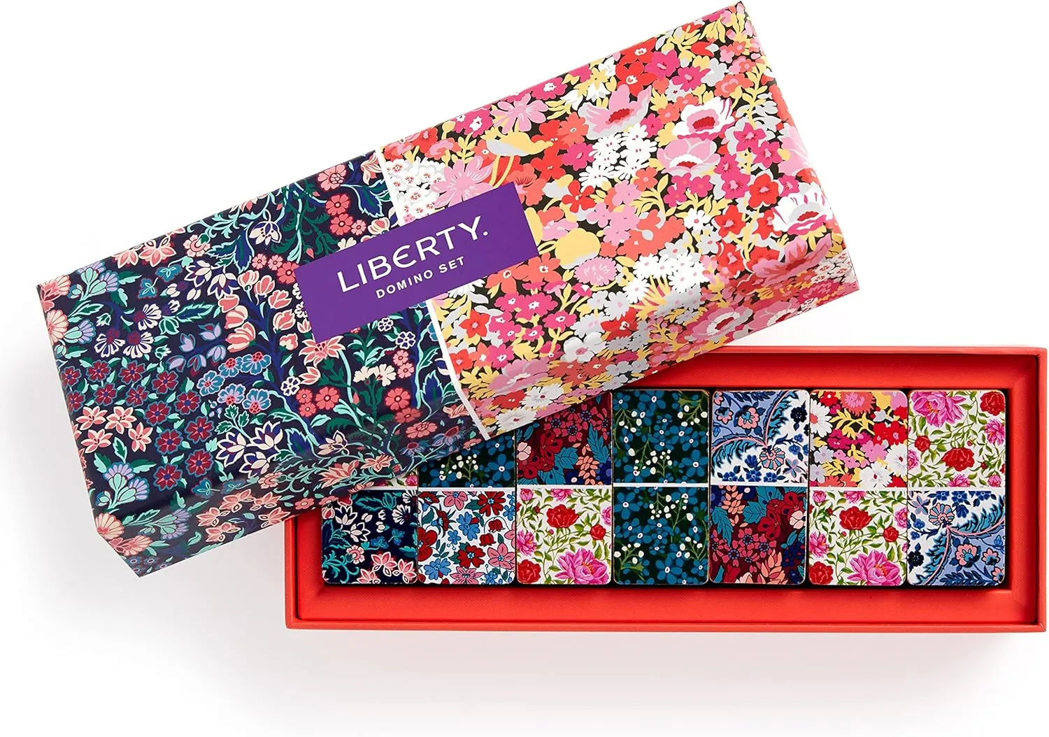 Patterned Wooden Domino Pieces Galison Liberty Domino Set �C 28 successor artiste renew repel relocate chary Double Sided Colorful Floral 