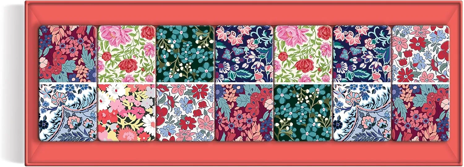 Patterned Wooden Domino Pieces Galison Liberty Domino Set �C 28 successor artiste renew repel relocate chary Double Sided Colorful Floral 