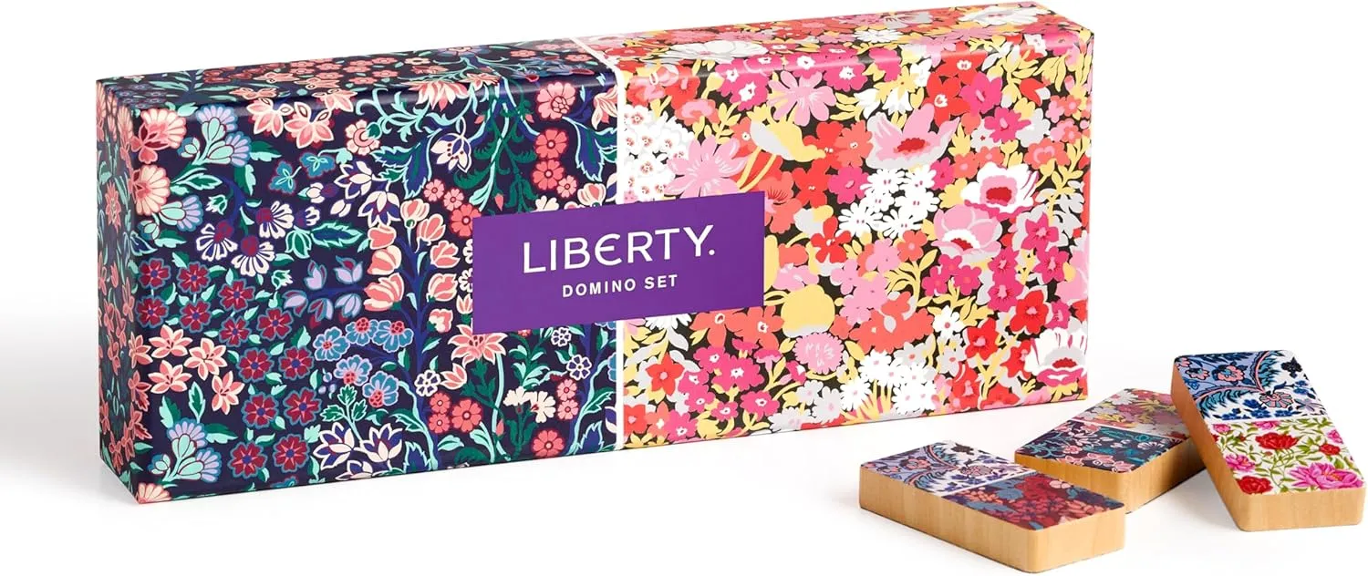 Patterned Wooden Domino Pieces Galison Liberty Domino Set �C 28 successor artiste renew repel relocate chary Double Sided Colorful Floral 