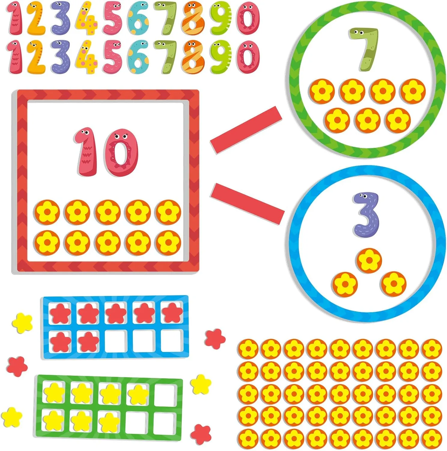 PCS Magnetic Numbers for Whiteboard$ Math Manipulatives Kindergarten 1st Grade$ Math shrine Games for Kids$ Magnetic Number Line$ Math Counters & Ten Frames Set$ Addition and Subtraction Games 97 