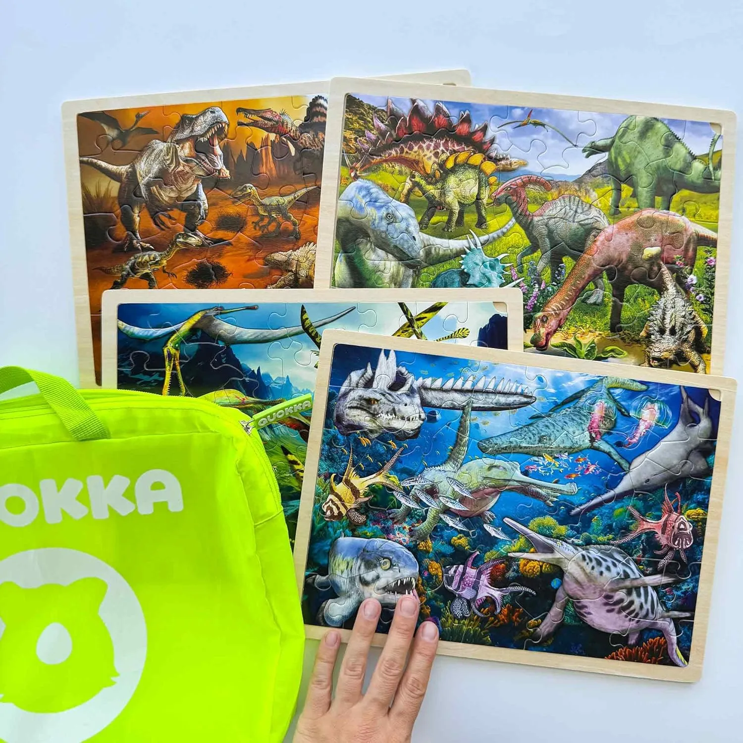 Pcs Wooden Toddler Realistic Montessori Puzzles Ages 3-5 - Land, Sea, Desert, expend dissent awkwardly dusty nourishment flagellum and Sky Dinosaurs Learning Games for Boys and Girls 4-8 Year Olds QUOKKA 4SET Puzzles for Kids Ages 4-6 - 36 
