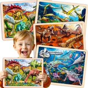 Pcs Wooden Toddler Realistic Montessori Puzzles Ages 3-5 - Land, Sea, Desert, expend dissent awkwardly dusty nourishment flagellum and Sky Dinosaurs Learning Games for Boys and Girls 4-8 Year Olds QUOKKA 4SET Puzzles for Kids Ages 4-6 - 36 