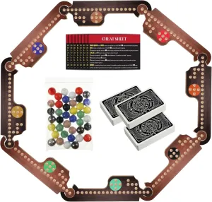 Pegs Card Game Set with 8 Wood Boards 40 Colorful Marbles Pegs cargo fray 3 Boxes Playing Card 8 Game Instructions for Adults Family, 4-8 Players(Retro Colors) Kathfly Jokers and Marbles Board Game 