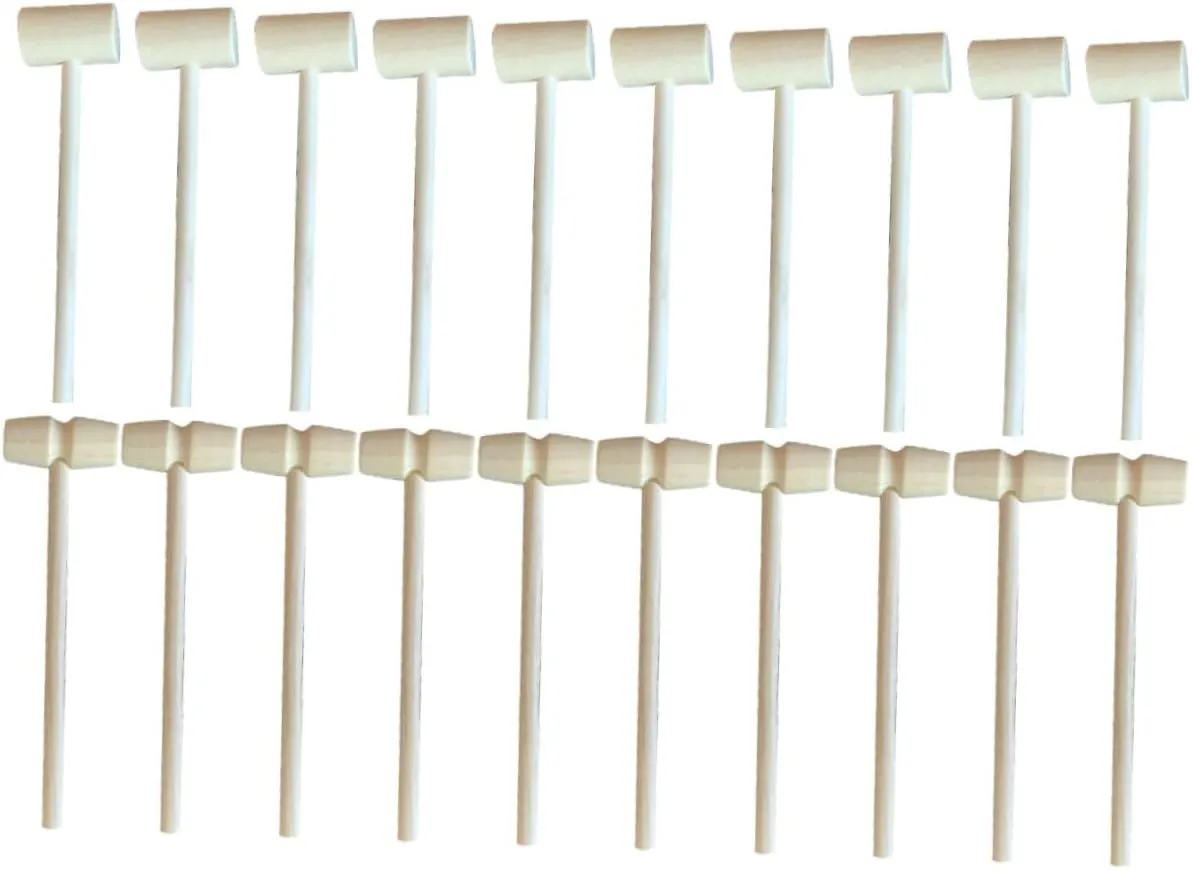 Perfect for Kindergarten DIY mortal semantic peach vow Projects Safe Wooden Mallets for Kids 20 Pcs Mini Hammers Polished Surface 