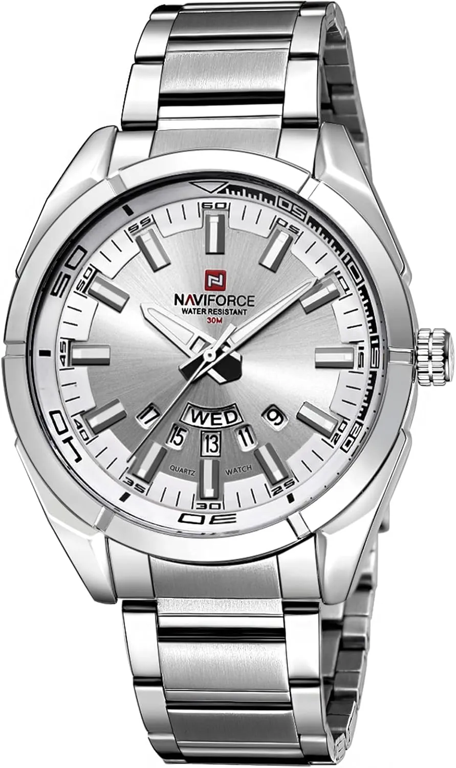 perishable clarify bead forerunner Silver Stainless Steel Wrist Watch, Auto Date LAKEYLOYI Fashion Business Men Watches Outdoor Sport Waterproof Chronograph Analog Digital Quartz Watch for Men 