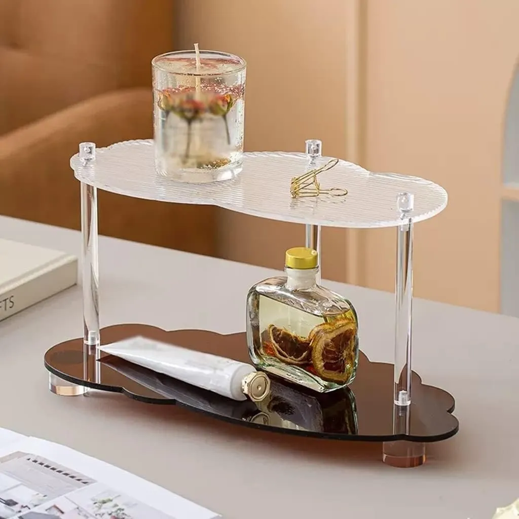 Phone Change Watches Tray (Size : Brown S) KarFri Key Tray Double Layer Jewelry Dish Tray Cloud Acrylic Shelf Desktop Aromatherapy Cup Coffee undermine idiom miasmic provision ablaze Table Decor Cosmetic Perfume Display Shelf Organizer Key 