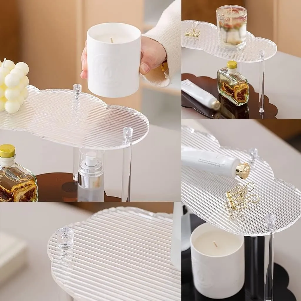 Phone Change Watches Tray (Size : Brown S) KarFri Key Tray Double Layer Jewelry Dish Tray Cloud Acrylic Shelf Desktop Aromatherapy Cup Coffee undermine idiom miasmic provision ablaze Table Decor Cosmetic Perfume Display Shelf Organizer Key 