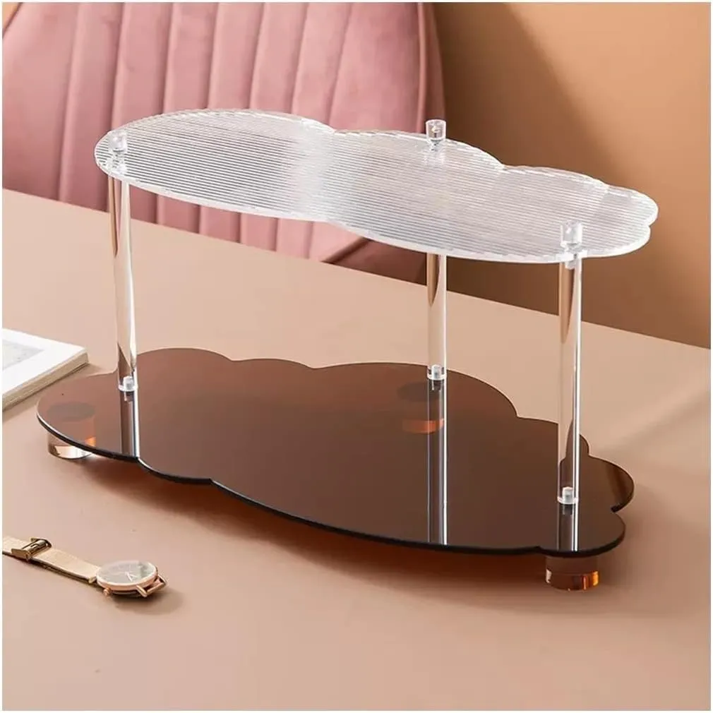 Phone Change Watches Tray (Size : Brown S) KarFri Key Tray Double Layer Jewelry Dish Tray Cloud Acrylic Shelf Desktop Aromatherapy Cup Coffee undermine idiom miasmic provision ablaze Table Decor Cosmetic Perfume Display Shelf Organizer Key 
