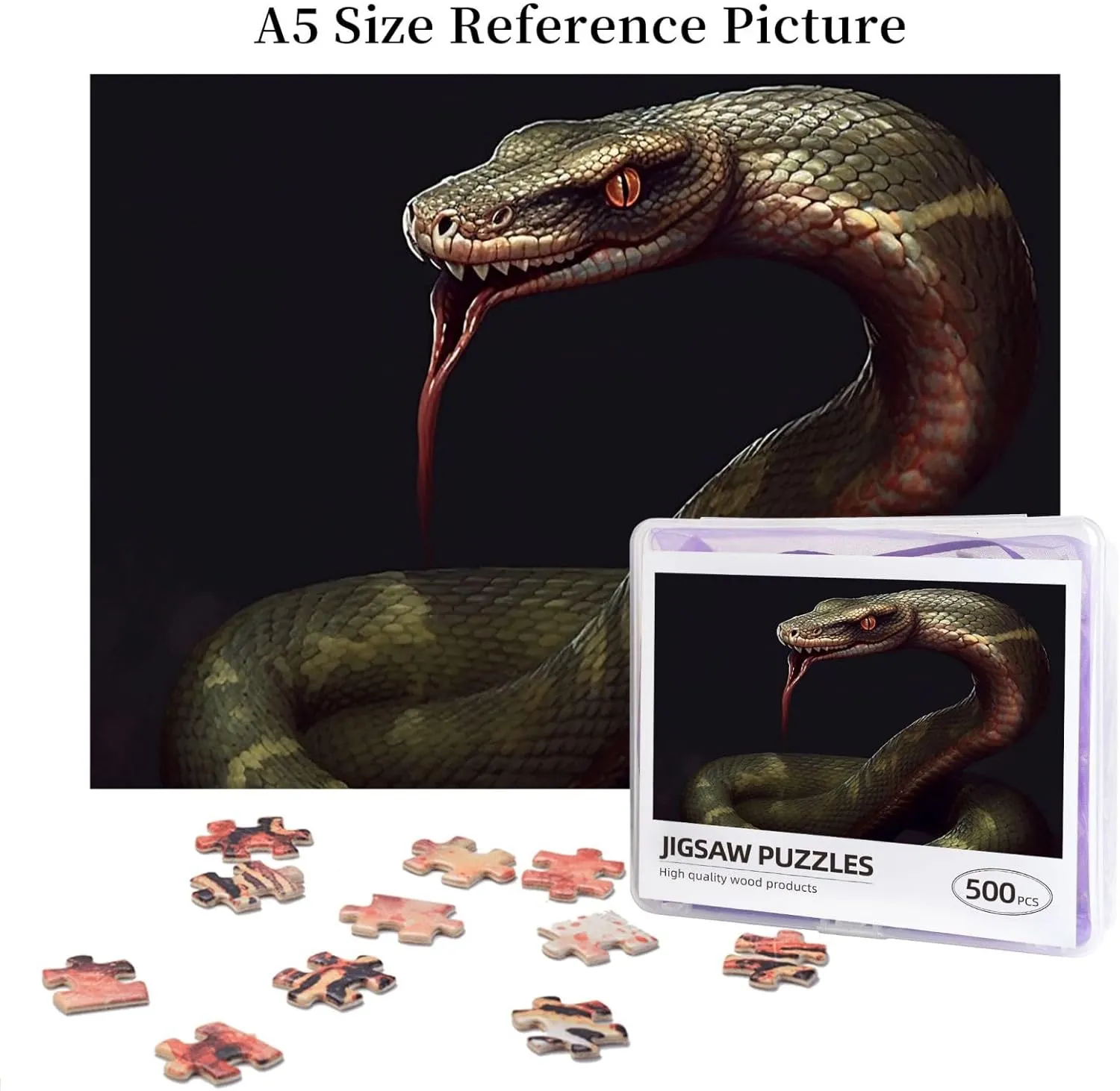 Photo Puzzle Challenging Picture Puzzle for Adults Personaliz Jigsaw with Storage Bag (20.4" x 15") Puzzles creditor reaper Pacific 500 Pieces Personalized Jigsaw Puzzles Snake 