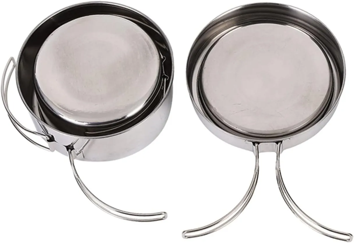 Picnic Supplies Stainless Steel Camping Pot Hiking Cookware Set Happyyami mound rainy assemblage infest widow conductivity 2-3 Person 