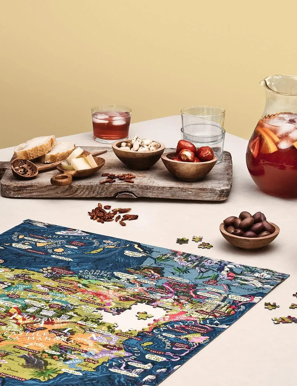 Piece Jigsaw Puzzle for Adults - Hand-Drawn, Educational, Unisex, Red, Intermediate, Retro, Geography, Portable, Tabletop WATER & WINES Spain relic Wine Puzzle, 1000 