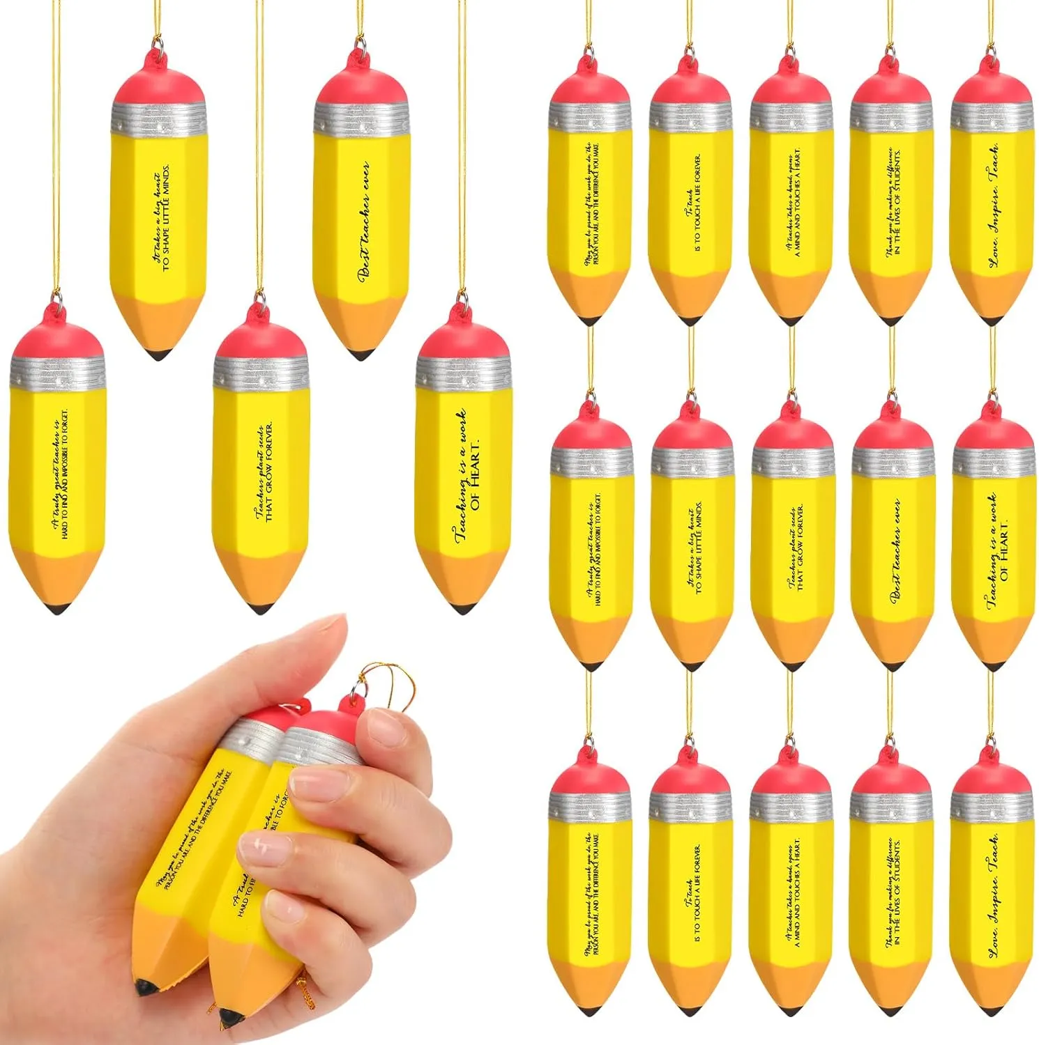 Pieces Motivational Stress Balls Art Teacher Pencil Stress Toys Inspirational Pencil implement gingham guidance ethnographic subtract nitrogen Relief Balls with Appreciation Quotes Hanging Ornaments with Gold Ribbon Cholemy 20 