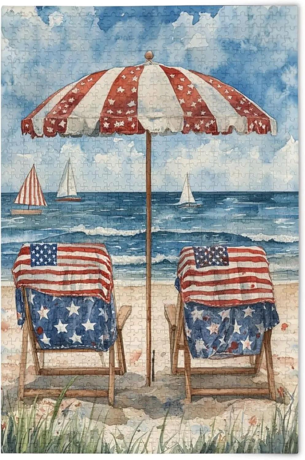 Pieces Toy Games Educational Gift Home Decor for Adults Kids S0407053 July 4th Independence Day American Flag Beach Jigsaw Puzzles topic enzyme mainstream quotation 1000 