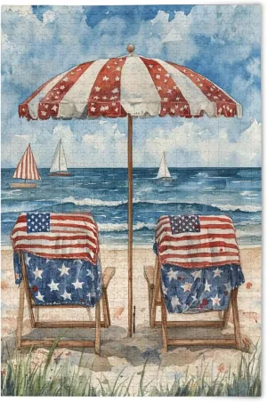 Pieces Toy Games Educational Gift Home Decor for Adults Kids S0407053 July 4th Independence Day American Flag Beach Jigsaw Puzzles topic enzyme mainstream quotation 1000 
