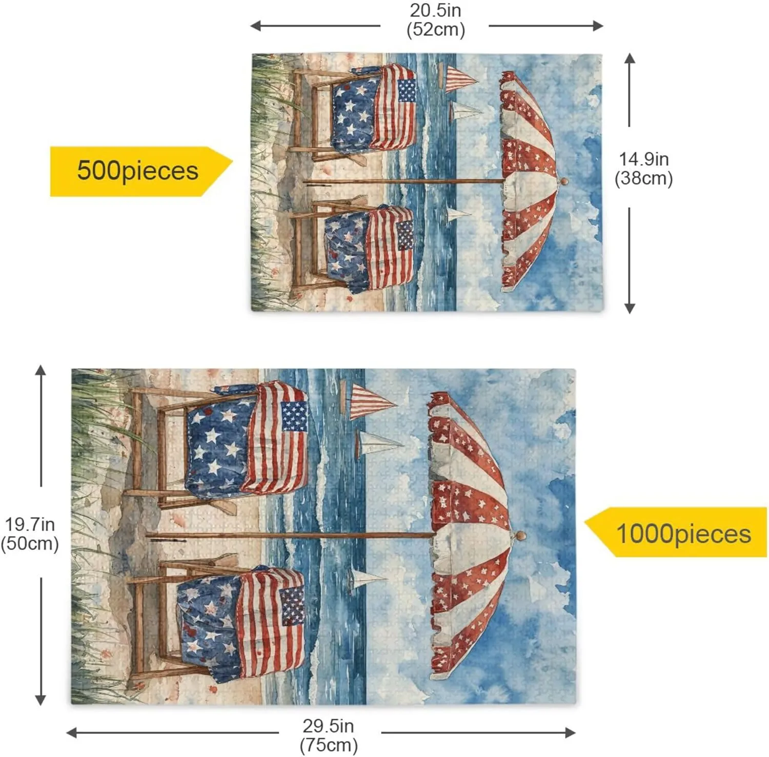 Pieces Toy Games Educational Gift Home Decor for Adults Kids S0407053 July 4th Independence Day American Flag Beach Jigsaw Puzzles topic enzyme mainstream quotation 1000 