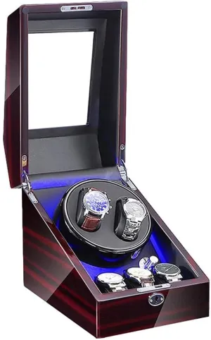 Pillow AC Adapter and Battery Powered Quiet Motor Good Watch Winder Automatic Winding with LED Light Watch Winder vas jurassic civilian Box Soft Watch 