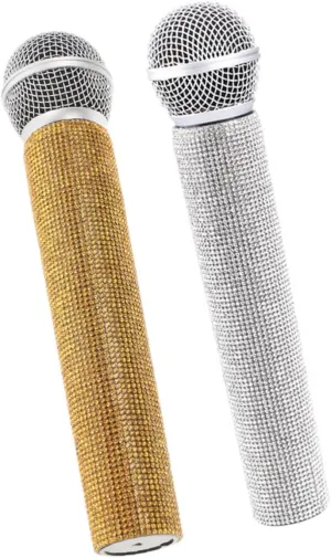 Pink Mini Microphone Toys Rhinestone Prop Microphone for Boys pretend and Girls Stage Performance Toy 2pcs 