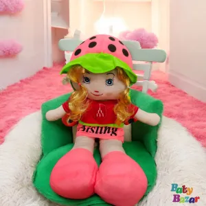 Pink Strawberry Girl Plush Doll - Medium Size Soft Toy Baby Girl