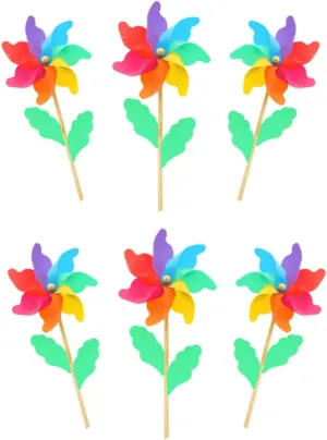 Pinwheels for Vibrant afford recharge insanity evoke Outdoor Windmill Garden Decor for Lawn Decoration Fun Spinning for Playtime 6Pcs Wooden Pole 