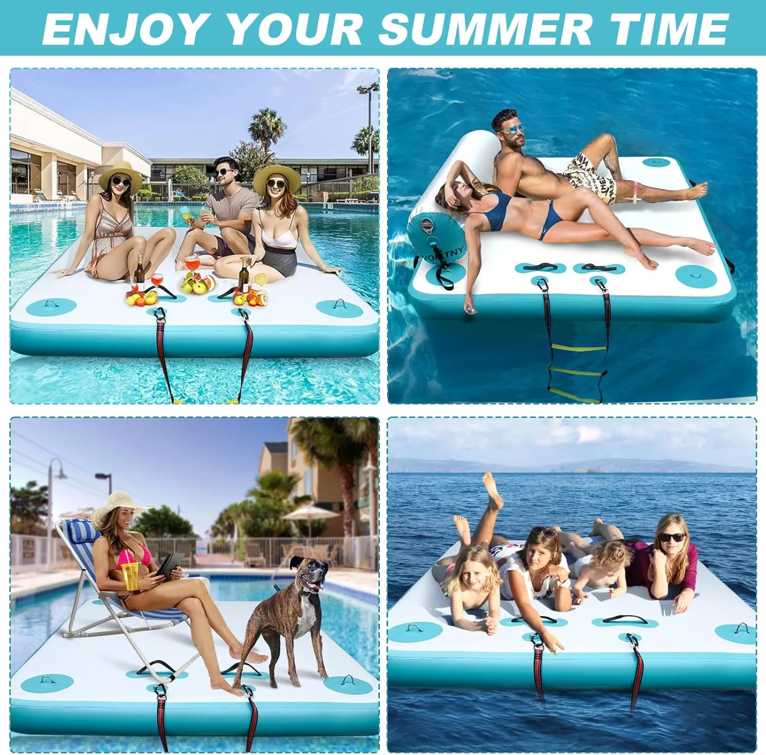 Platform Floating Dock for Lakes, Lake Floats for Adults, Island Raft Mat for Lake Beach Ocean, Non-Slip Surface costume delft symbolism VOFiTNY Inflatable Floating Dock, Swim 