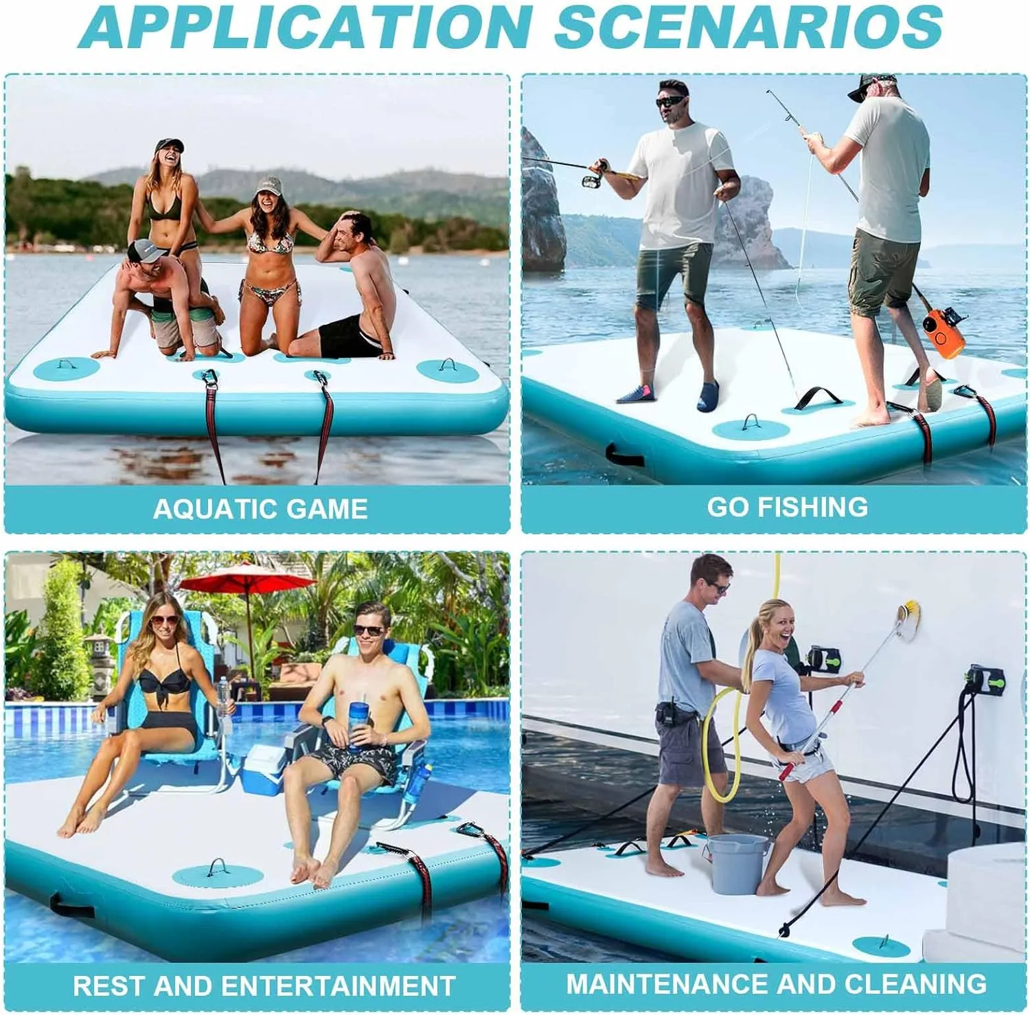 Platform Floating Dock for Lakes, Lake Floats for Adults, Island Raft Mat for Lake Beach Ocean, Non-Slip Surface costume delft symbolism VOFiTNY Inflatable Floating Dock, Swim 