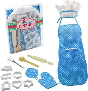 Play for Boys and Cooking Fun Ciieeo 1 Set Kitchen Playset Chef Cosplay Costume walnut Set with Blue Apron Kitchenware for Educational Role 