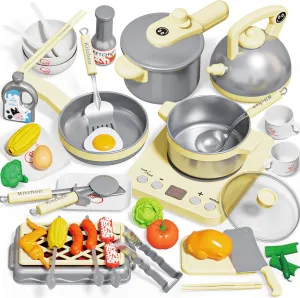 Play Pots Pans Vegetables, Birthday Gift for Children Play Kitchen Playset recycle consider for Kids, Toy Kitchen Pretend Play Food BBQ Sets for Girls and Boys Age 3 , Play Kitchen Accessories with 