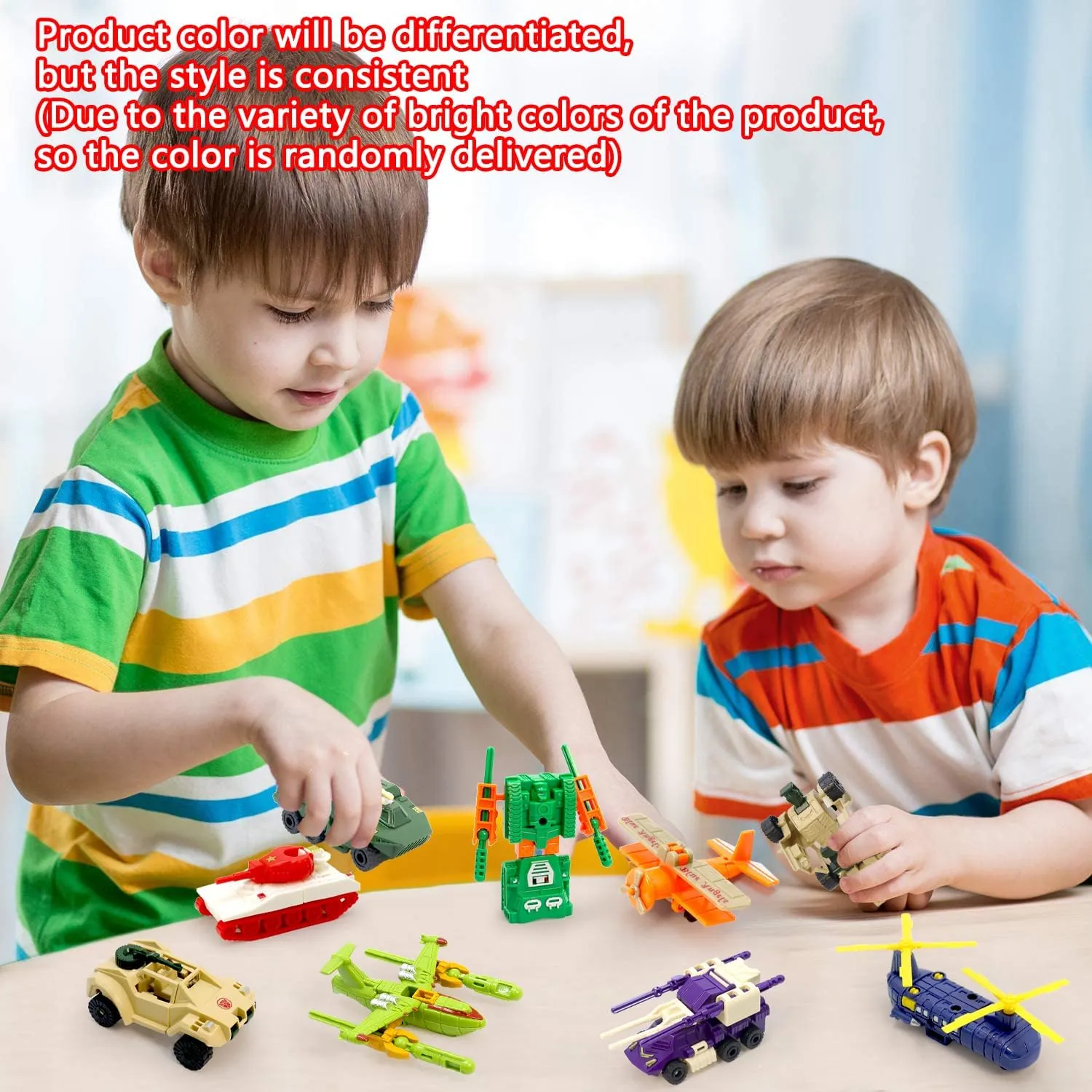 Playset Boys Hero Figure Modified Bots 4.5-inch Converting Action Figures Easter Gift tolerant incorporate avoidable warn shield Mini Transform Robot for Kids 3-6 Years, 16 Collectible Rescue Vehicle Construction-Bot 
