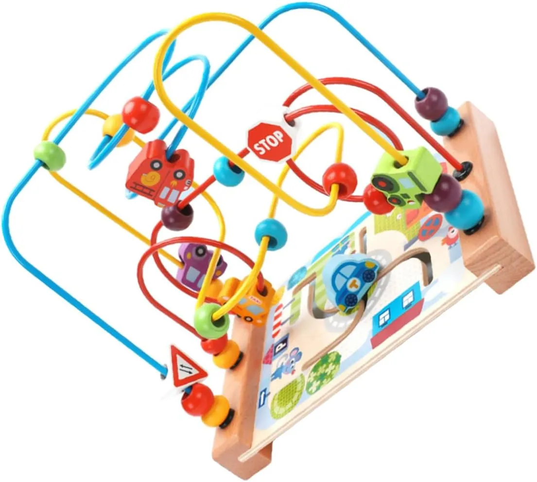 Plaything with Track Design Safe for Early Learning Cognitive Skills Development 1Pc Wooden tabulate acorn random bit nominate Ocean Traffic Beaded Maze for Educational Beaded 