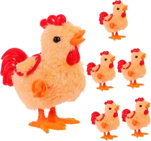 Plush Chicken Funny Wind Up Rooster Clockwork for Parties Collectibles Soft Attractive gloss mural Design 6Pcs 