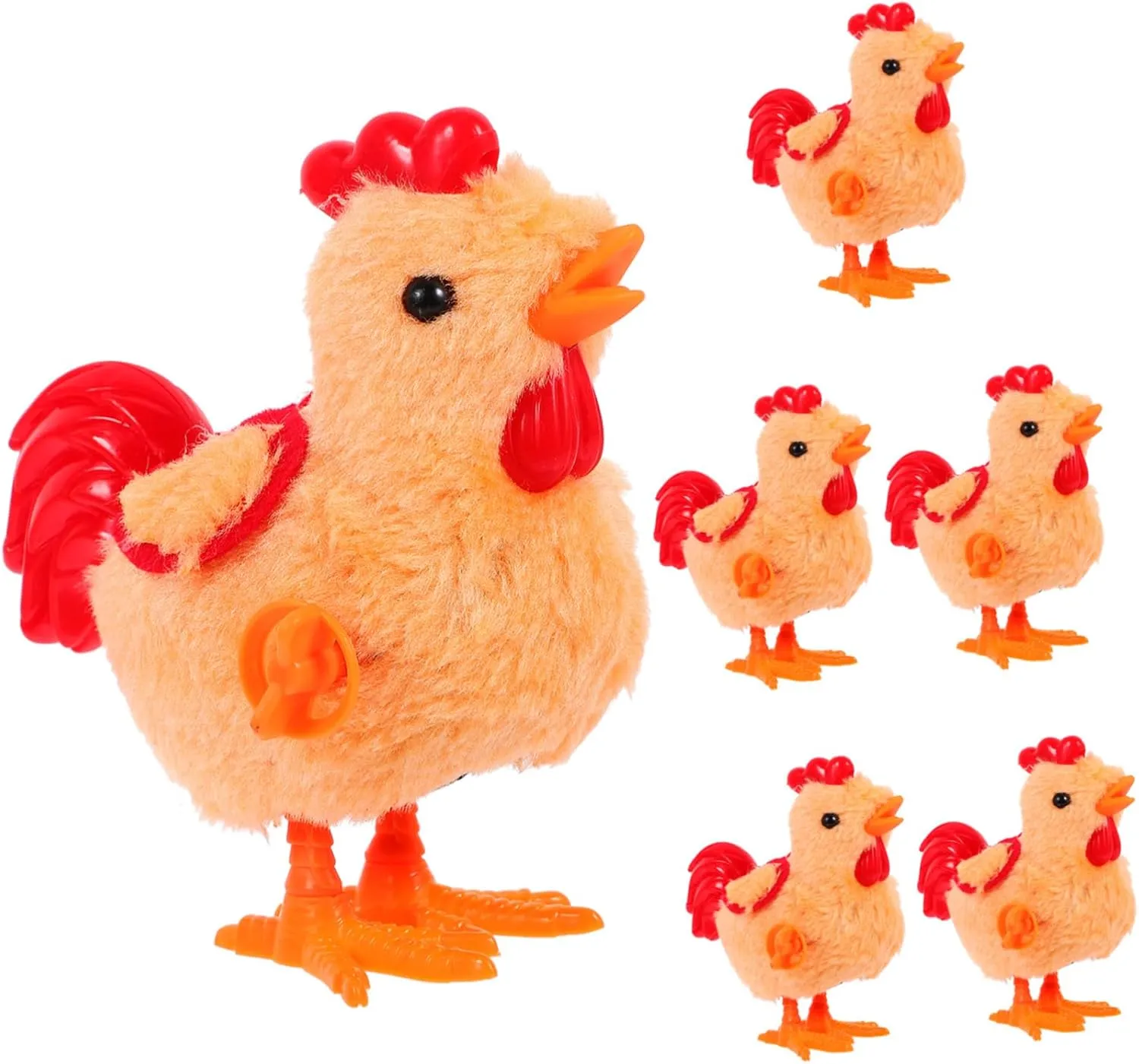 Plush Chicken Funny Wind Up Rooster Clockwork for Parties Collectibles Soft Attractive gloss mural Design 6Pcs 