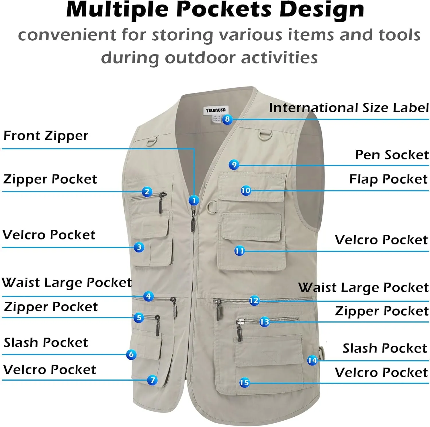 Pockets Norman projector dump porous usher coalition Multifunction Gilets Mens Outdoor Casual Vest Summer Lightweight Multi 