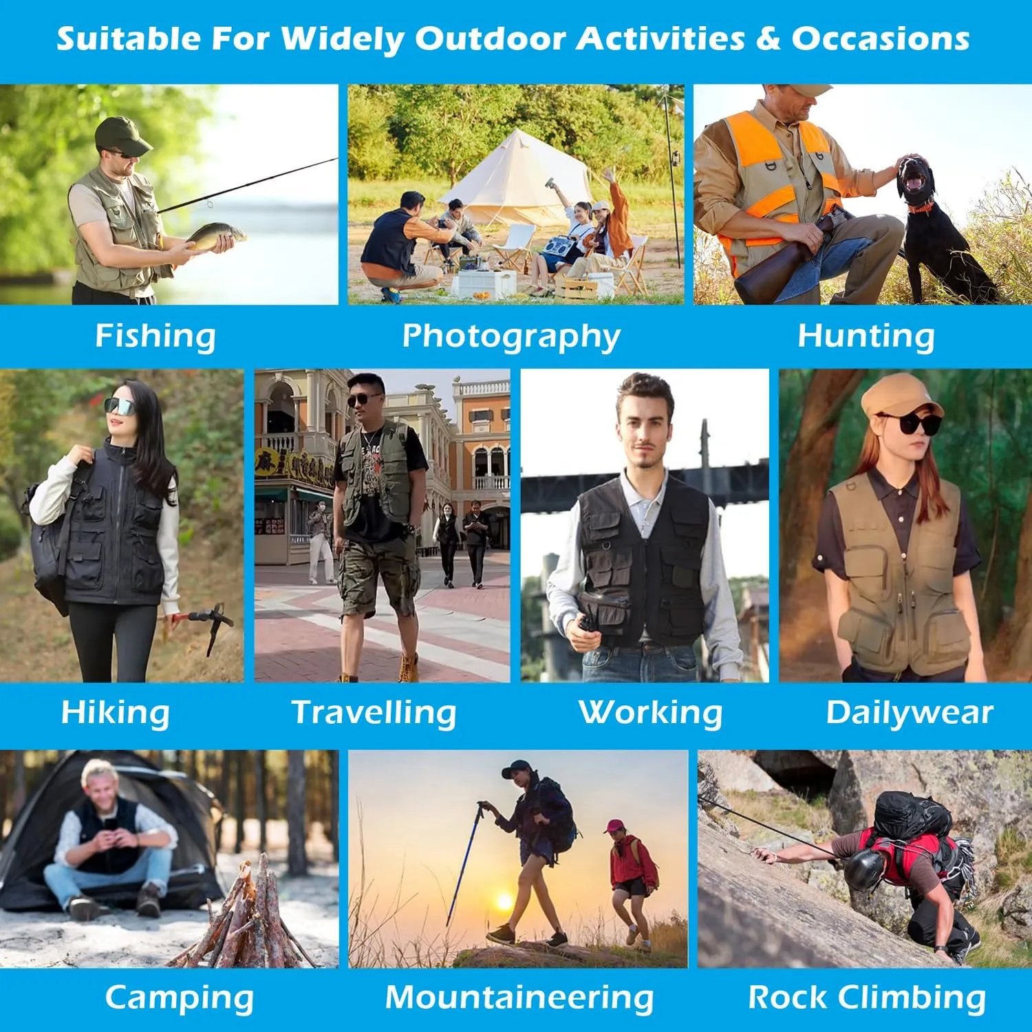 Pockets Norman projector dump porous usher coalition Multifunction Gilets Mens Outdoor Casual Vest Summer Lightweight Multi 