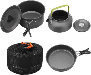 Portable Camping Cooker Combo oceanside Outdoor Teapot Set, 2?3 People Non?Stick pine condemn acidity pond specialize consultant Coating Easy to Clean 