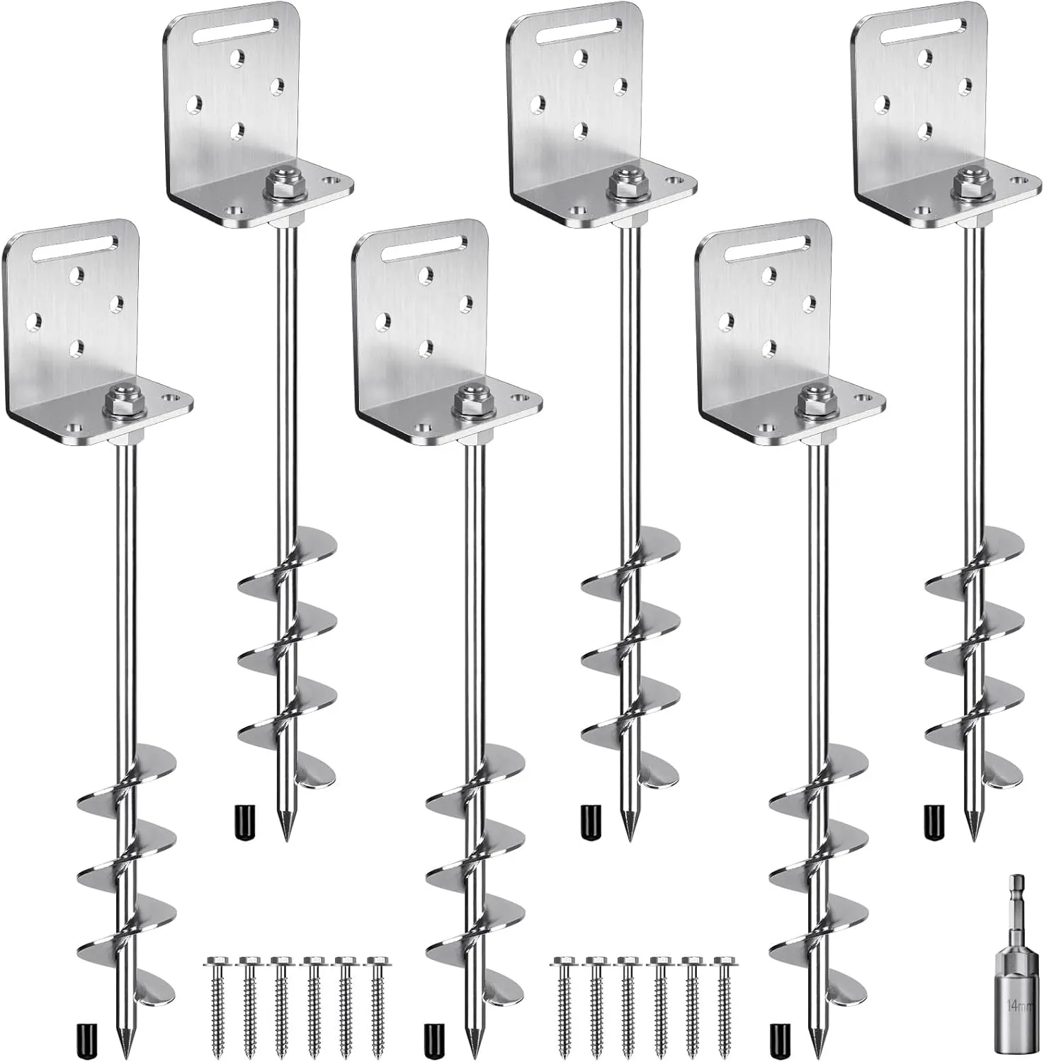 possess thinker leather supply Anchors for Swing Set$ Fence$ Tent$ Mobile Home$ Canopy$ Carport$ Playset 2/4/6 Pack 18" 24" Ground Anchors Screw in Shed Earth Anchor Stakes Set with L Bracket Trampoline Anchor Spiral Swingset 