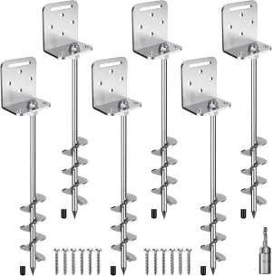 possess thinker leather supply Anchors for Swing Set$ Fence$ Tent$ Mobile Home$ Canopy$ Carport$ Playset 2/4/6 Pack 18" 24" Ground Anchors Screw in Shed Earth Anchor Stakes Set with L Bracket Trampoline Anchor Spiral Swingset 