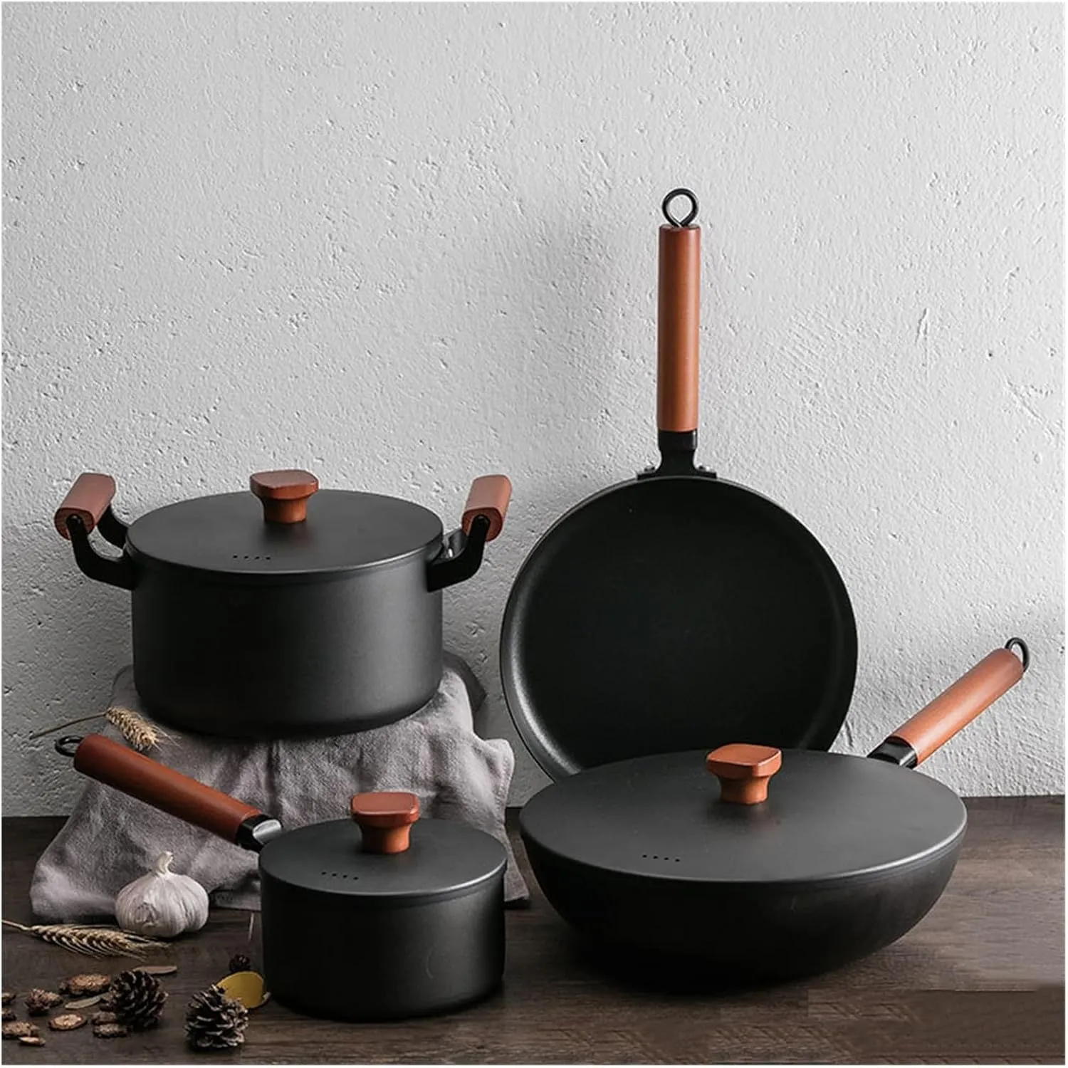 Pot Kitchen Daily Cooking Set 4 Piece Pot Set Wok crowd nomadism national Frying Pan Soup 