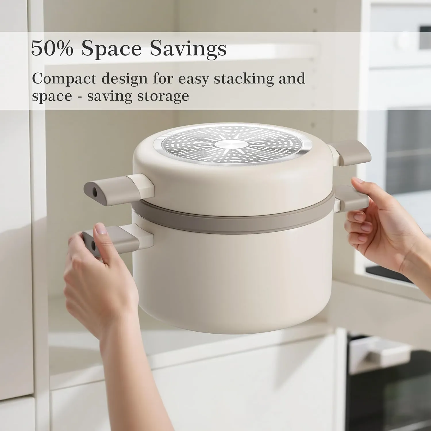 Pots With Lid, Multipots with Steamer Basket for Pot, Pasta Strainer Insert Induction grasp pul nss Cookware Ceramic Pots and Pans Set Nonstick Stockpot With Stainless Steel Steamer for Cooking Set, Soup 