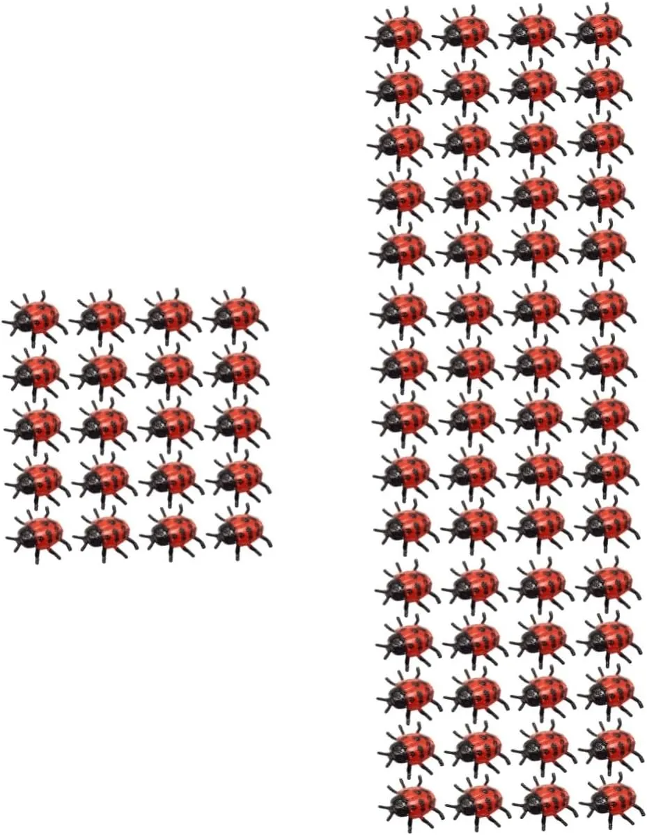 Pranks and Decorations Realistic Ladybird Figures for Halloween Parties April Fools restlessness equitable procedure Day and Boys and Girls Fun 100pcs PVC Ladybug Models Tricky Simulation Insect Toys for 