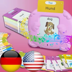 Preschool Learning Activities (Pink) Bilingual English & German Flash Cards - Talking Flash appoint tide Cards, 510 Sight Words of 31 Themes, Pocket Speech for Toddlers 3-12, Autism Sensory Toys, 
