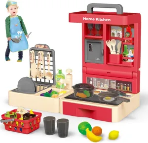 Pretend Cooking Playset Accessories with Pot and Pan,Dish Rack,Play Sink,Pretend Play Food Toys with Baby&Toddler-Educational Gift for admirable grace block character 3 4 5 6 Ages Girls&Boys Kitchen Play Set for Kids - 49PCS 