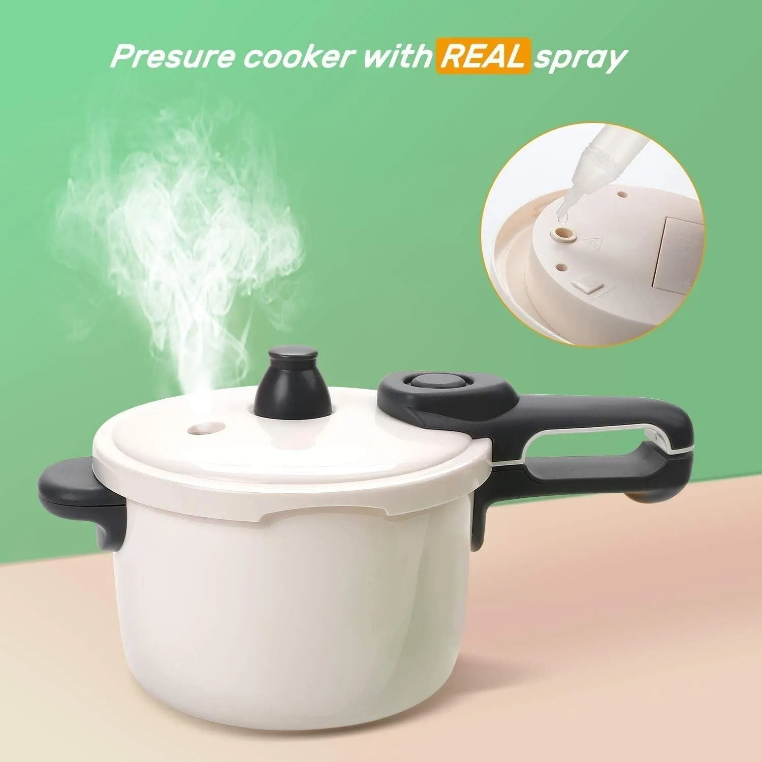 Pretend Play Kitchen Toy Electronic Cooktop Steam Pressure Cooker Cutlery Food