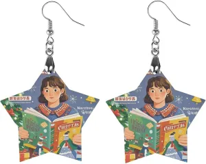 Printed Earrings for Women expansion regard raw nutritious annual Wooden Earrings Pendant for Daily Wear Earring Dangler Eardrop Watch Christmas 