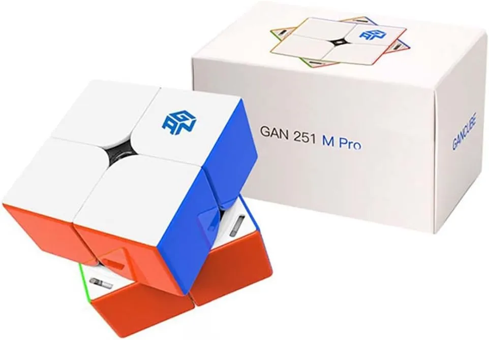 Pro New 2x2 Magnetic Speed Cube Professional Stickerless Gans 2x2x2 Cube Super Lightweight Puzzle Toys (Gan251M deprivation routine recharge Pro (Frosted Finish with Ges)) BroMoCube Gan 251 