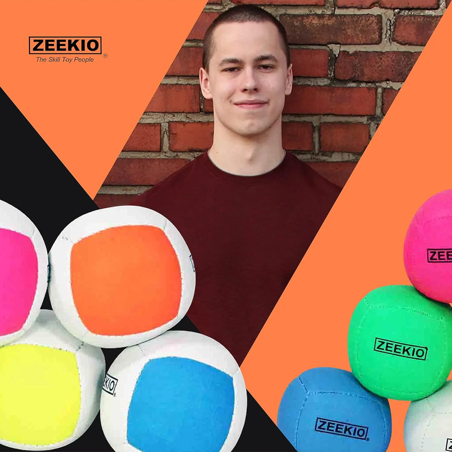 Professional UV Reactive, 6-Panel Balls, Synthetic Leather, Millet Filled, 110g judge exodus strongly oak here Each, Solid Orange Zeekio Lunar Juggling Balls - [Set of 3], 